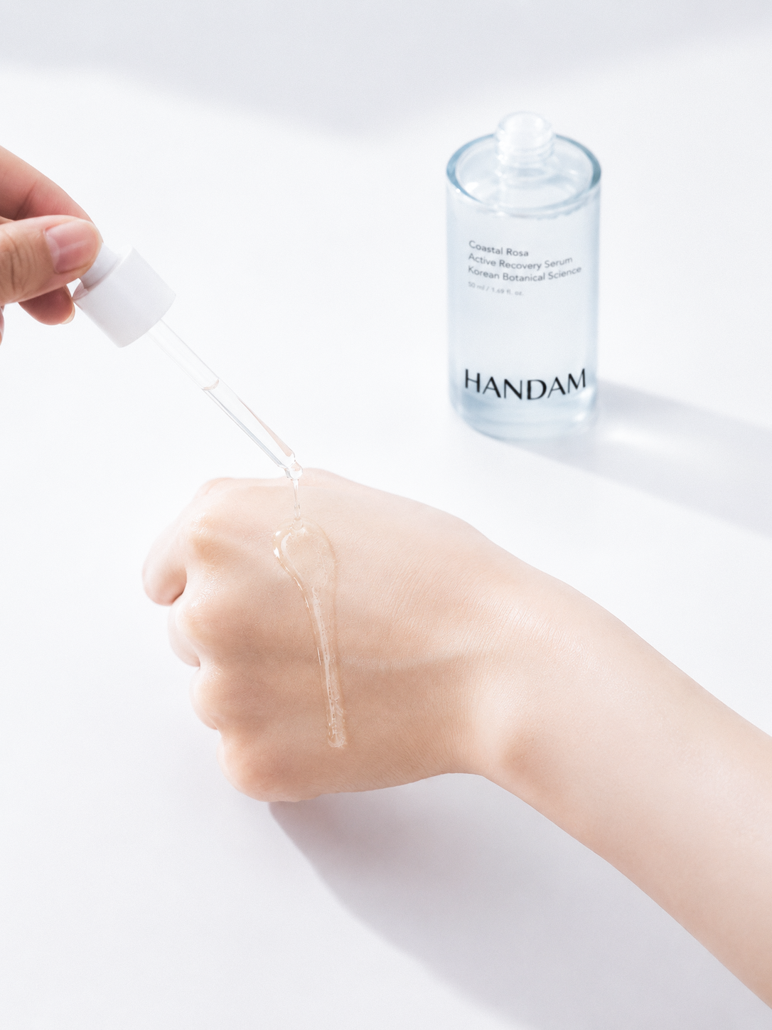 Serum texture drawn across the back of the hand
